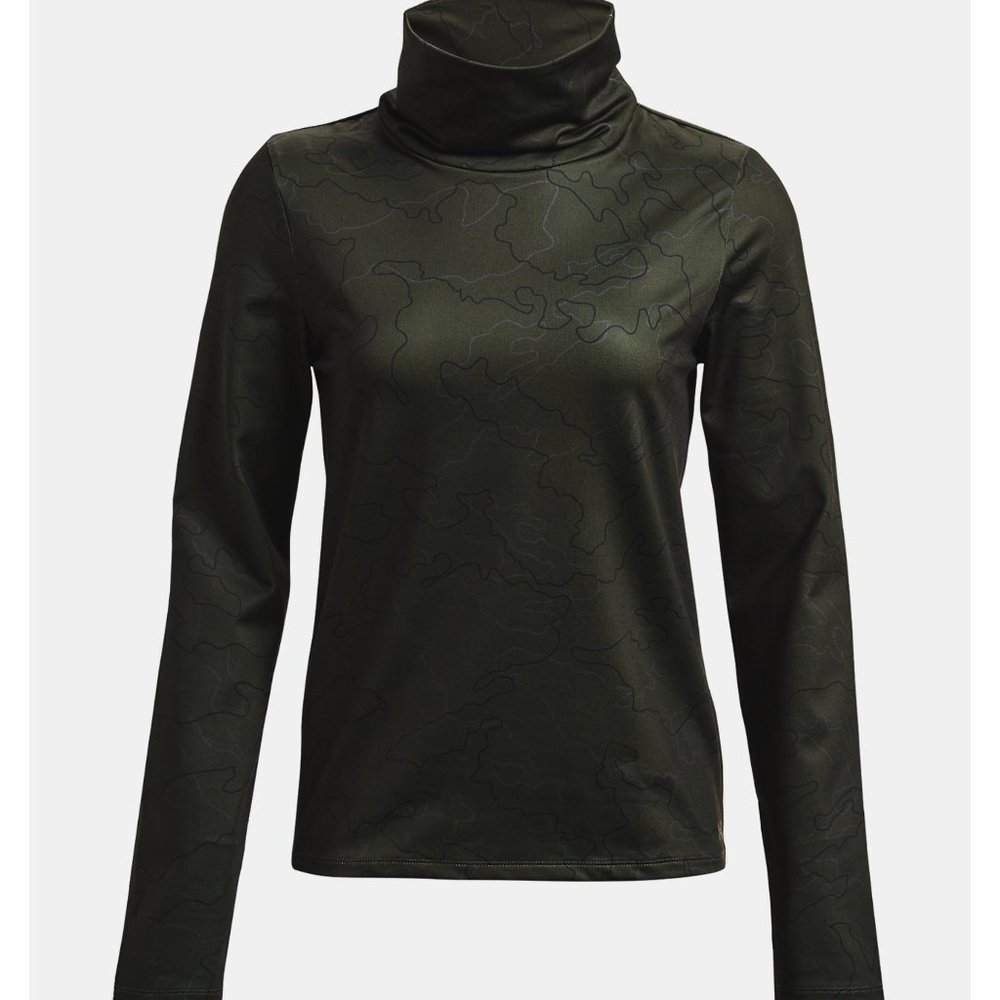 Under Armour Sweatshirt Sz M Funnel Neck Cold Gear Green Camo Long Sleeve Active